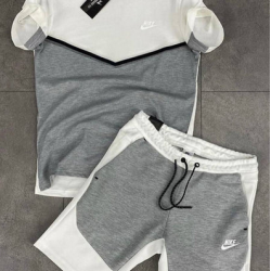 Nike Tech Fleece Γγκρί/Άσπρο Καλοκαιρινό Σέτ