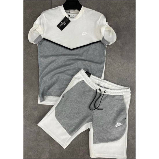 Nike Tech Fleece Γγκρί/Άσπρο Καλοκαιρινό Σέτ