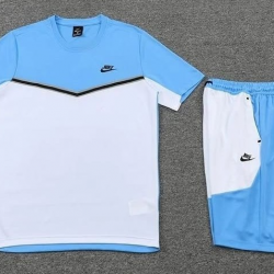 Nike Tech Fleece Άσπρο/Γαλάζιο Καλοκαιρινό Σέτ