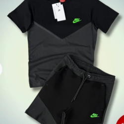 Nike Tech Fleece Γκρί Σκούρο/Μαύρο Καλοκαιρινό Σέτ