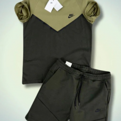 Nike Tech Fleece Λαδί/Μαύρο Καλοκαιρινό Σέτ