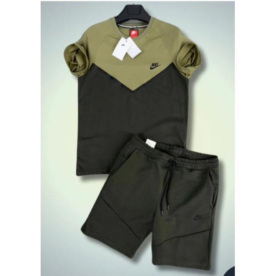 Nike Tech Fleece Λαδί/Μαύρο Καλοκαιρινό Σέτ