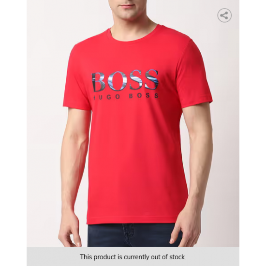 RED BOSS Logo Print Crew-Neck T-shirt 